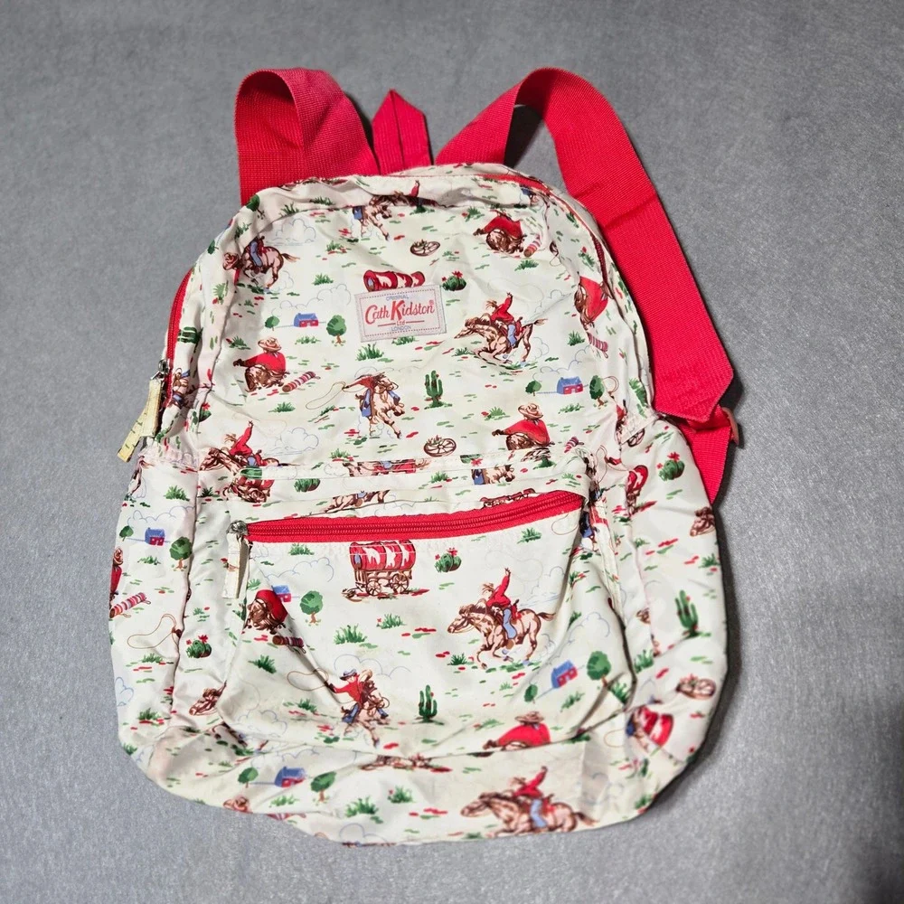 Cath Kidston Cowboy Western Print Backpack Red Cream Novelty Bag